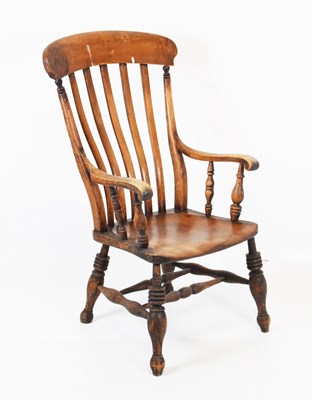 Lot 692 - Late 19th Century lath-back armchair
