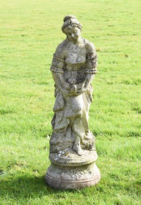 Lot 806 - Composition stone garden statue of a maiden