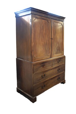 Lot 696 - George III mahogany linen press