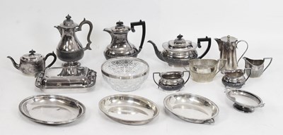 Lot 745 - Silver plated four piece tea-set, pair of silver plated tureens, etc