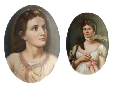 Lot 608 - Two late 19th century Berlin porcelain oval plaques