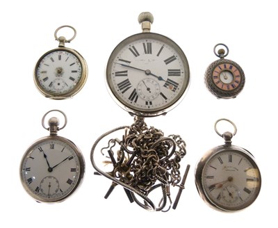 Lot 141 - Group of pocket watches to include George V silver case pocket watch