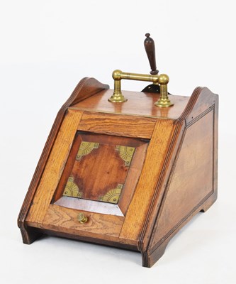 Lot 749 - Late Victorian brass mounted coal box and shovel