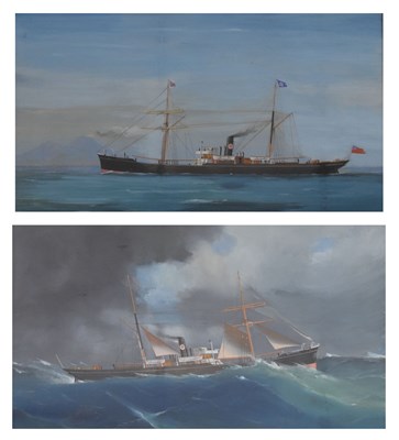 Lot 523 - Pair of c.1900 maritime studies