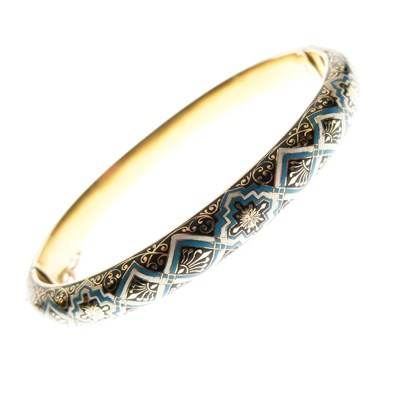 Lot 319 - Carlo Giuliano enamelled hinged bangle