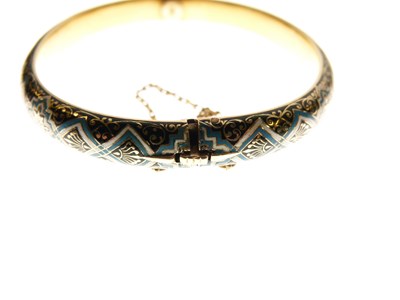 Lot 319 - Carlo Giuliano enamelled hinged bangle
