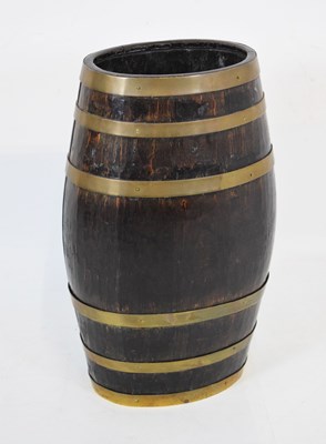 Lot 767 - Brass bound barrel stick stand