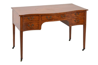 Lot 196 - Hobbs of London - Satinwood serpentine front desk