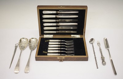 Lot 131 - Pair of George III silver tablespoons and other silver