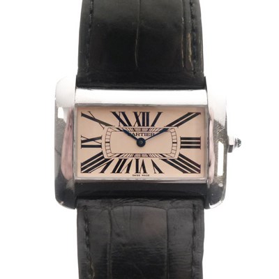 Lot 259 - Cartier - Gentleman's Tank Divan stainless steel cased wristwatch