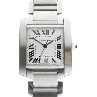 Lot 258 - Cartier - Gentleman's Tank Française stainless steel wristwatch
