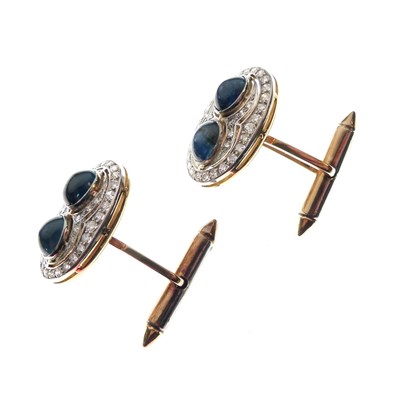 Lot 326 - Pair of sapphire and diamond cufflinks