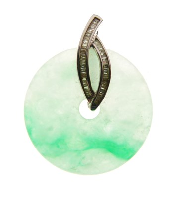 Lot 37 - Diamond and jade pendant