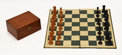 Lot 414 - Staunton pattern boxwood and ebonised chess set