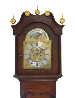 Lot 239 - Early 19th Century inlaid mahogany cased 8-day brass dial longcase clock - Richard Hornby, Oldham