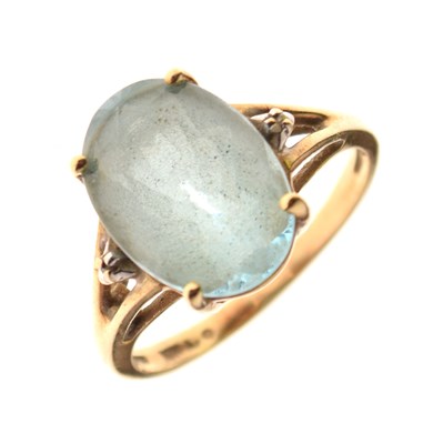 Lot 11 - Dress ring set large oval blue stone