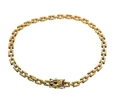 Lot 78 - Three-colour gold bracelet stamped '750 Italy'