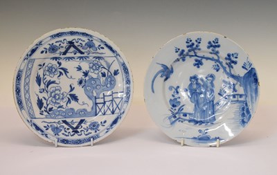 Lot 443 - Two mid-18th Century Chinoiserie English delft plates