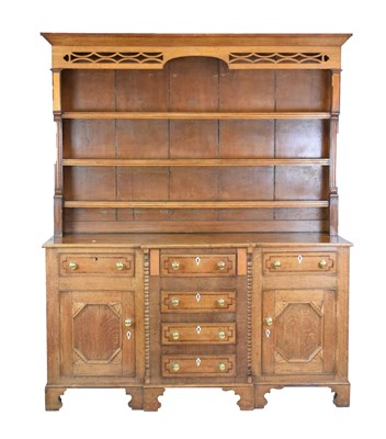 Lot 181 - Early 19th Century oak inlaid and crossbanded dresser and rack