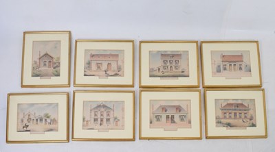 Lot 446 - Set of eight French architectural prints of building facades, A. Guerber, circa 1898