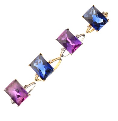 Lot 17 - Four synthetic sapphire dress rings