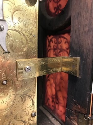 Lot 242 - William Scafe, (1674-1765) - Early Georgian ebonised twin fusee chiming bracket clock