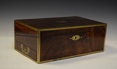 Lot 411 - 19th Century rosewood and brass bound writing slope