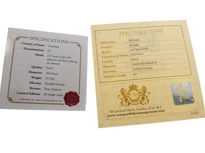 Lot 161 - Elizabeth II Diamond Jubilee Guernsey 22ct gold limited edition £5 coin