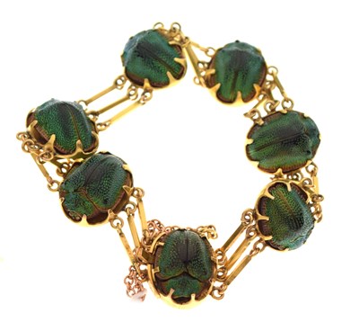 Lot 316 - Victorian bracelet, mounted with beetles