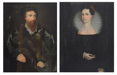 Lot 517 - Two English aristocratic family portraits on canvas