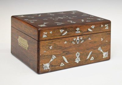 Lot 412 - Victorian rosewood and mother-of-pearl inlaid toiletry box