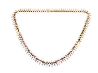 Lot 74 - Eastern yellow metal fancy necklace, 37.5g gross approx