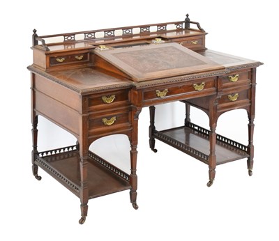 Lot 197 - Edwardian mahogany breakfront desk