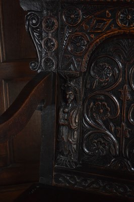 Lot 1 - Charles I panel-back open armchair, South West Yorkshire circa 1630