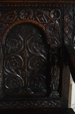 Lot 1 - Charles I panel-back open armchair, South West Yorkshire circa 1630