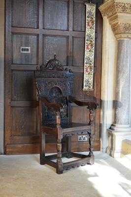 Lot 1 - Charles I panel-back open armchair, South West Yorkshire circa 1630