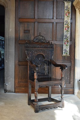 Lot 1 - Charles I panel-back open armchair, South West Yorkshire circa 1630