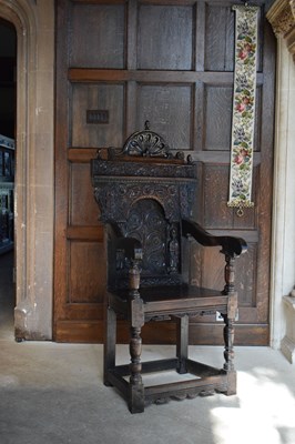 Lot 1 - Charles I panel-back open armchair, South West Yorkshire circa 1630