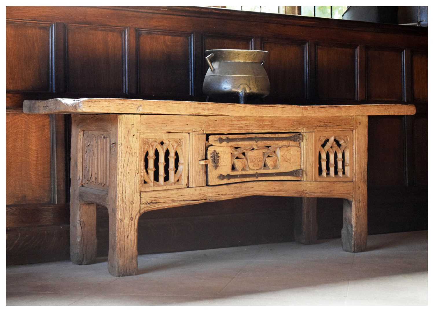 Lot 9 - Oak table cupboard