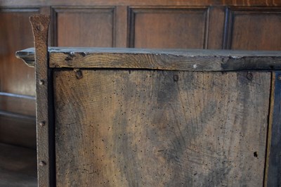 Lot 11 - Boarded oak mural livery cupboard
