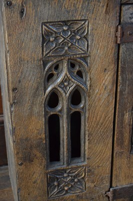Lot 11 - Boarded oak mural livery cupboard