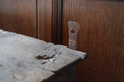 Lot 11 - Boarded oak mural livery cupboard