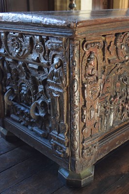 Lot 711 - Ex Barrow Court, Barrow Gurney - Small late 16th Century carved oak chest