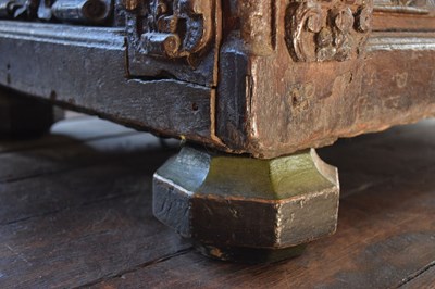 Lot 711 - Ex Barrow Court, Barrow Gurney - Small late 16th Century carved oak chest