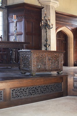 Lot 711 - Ex Barrow Court, Barrow Gurney - Small late 16th Century carved oak chest