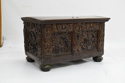 Lot 711 - Ex Barrow Court, Barrow Gurney - Small late 16th Century carved oak chest