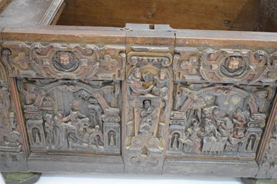 Lot 711 - Ex Barrow Court, Barrow Gurney - Small late 16th Century carved oak chest