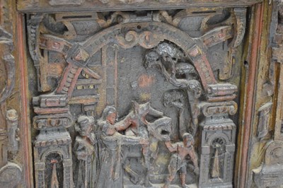 Lot 711 - Ex Barrow Court, Barrow Gurney - Small late 16th Century carved oak chest