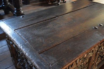Lot 711 - Ex Barrow Court, Barrow Gurney - Small late 16th Century carved oak chest