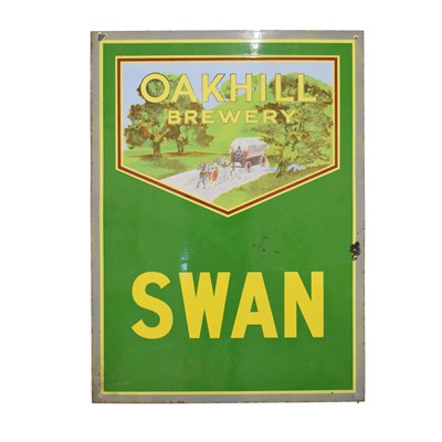 Lot 437 - Enamel advertising sign 'Oakhill Brewery', Ex 'The Swan', Rowberrow, Somerset